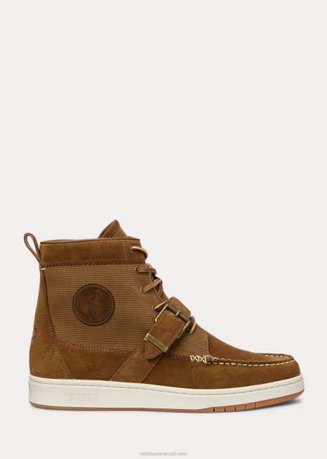 Bota Ranger nobuck e lona BD6J2199 homens Ralph Lauren bronzeado