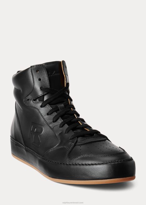 jaemyn tênis cano alto em couro de bezerro BD6J2143 homens Ralph Lauren preto