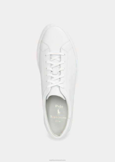 tênis de couro jermain BD6J2013 homens Ralph Lauren branco
