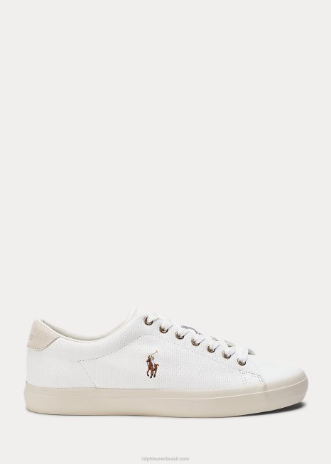 tênis de couro longwood BD6J2019 homens Ralph Lauren branco