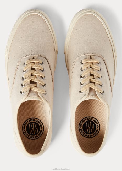 tênis de lona BD6J1951 homens Ralph Lauren cinza