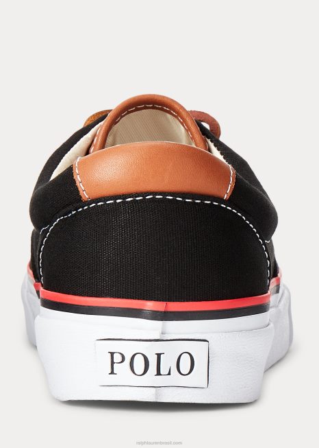 tênis de lona keaton BD6J2195 homens Ralph Lauren preto/rl 2000 vermelho