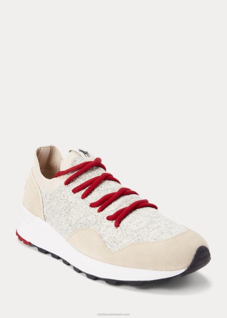 tênis de malha trackster 200ii BD6J1963 homens Ralph Lauren urze cinza claro