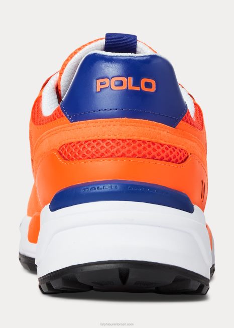 tênis jogger de camurça e mesh BD6J1974 homens Ralph Lauren laranja/real