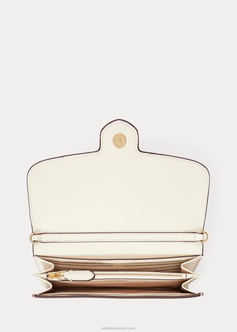 bolsa transversal adair média de couro BD6J5394 mulheres Ralph Lauren baunilha