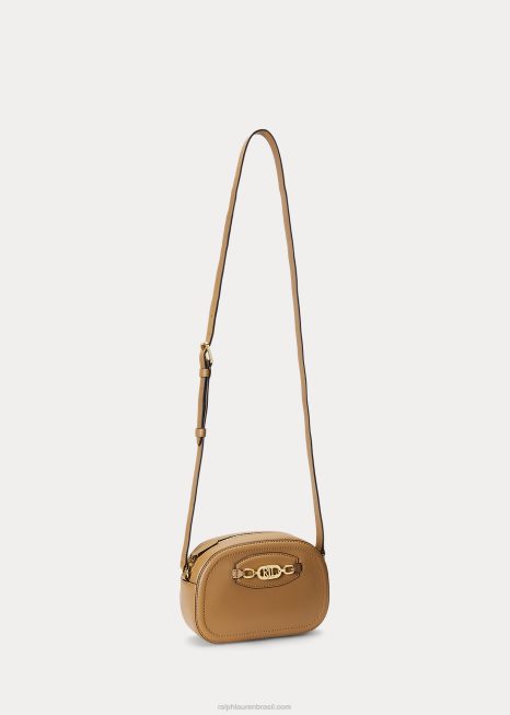 bolsa transversal jordynn média de couro BD6J5385 mulheres Ralph Lauren camelo
