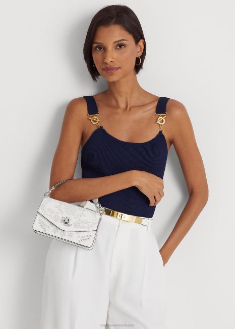 bolsa transversal tayler pequena com ilhoses BD6J5335 mulheres Ralph Lauren branco