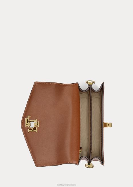 bolsa transversal tayler pequena em couro BD6J5160 mulheres Ralph Lauren bronzeado