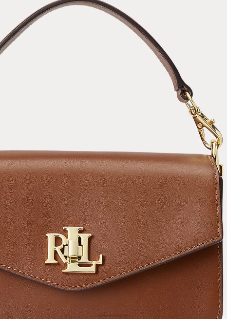 bolsa transversal tayler pequena em couro BD6J5160 mulheres Ralph Lauren bronzeado