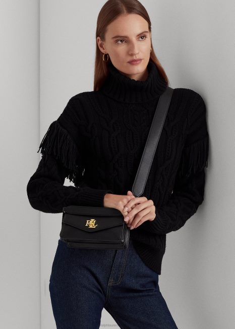 bolsa transversal tayler pequena em couro BD6J5161 mulheres Ralph Lauren preto