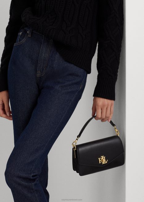 bolsa transversal tayler pequena em couro BD6J5161 mulheres Ralph Lauren preto