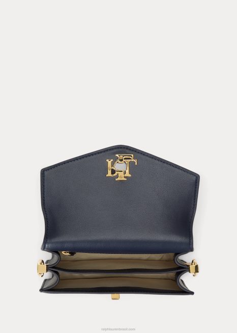 bolsa transversal tayler pequena em couro napa BD6J5162 mulheres Ralph Lauren marinho refinado/baunilha