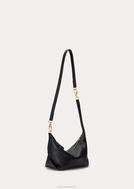 bolsa pequena de couro kassie BD6J5388 mulheres Ralph Lauren preto