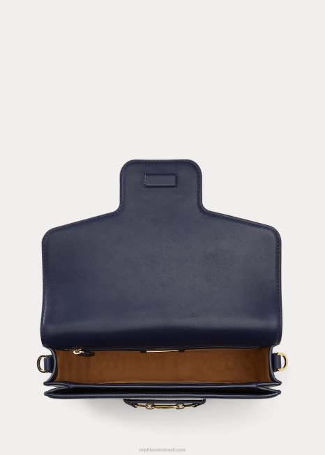 bolsa tiracolo média sydnee de couro BD6J5386 mulheres Ralph Lauren marinha refinada
