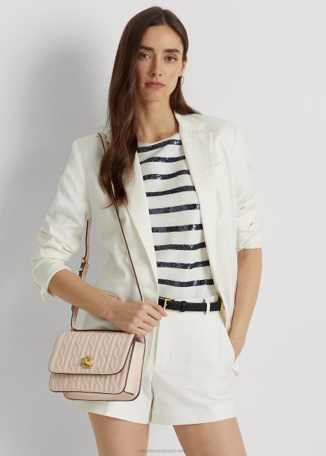 bolsa sophee média em couro napa acolchoado BD6J5381 mulheres Ralph Lauren rosa claro/baunilha