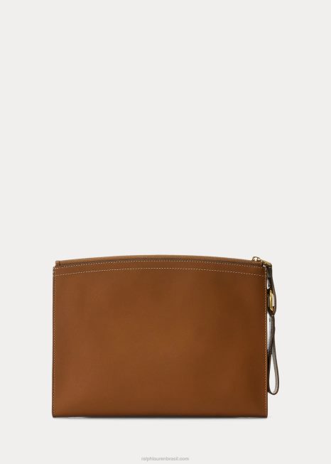 bolsa de zíper welington de couro de bezerro BD6J5255 mulheres Ralph Lauren rl ouro