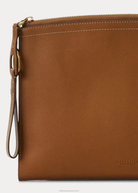bolsa de zíper welington de couro de bezerro BD6J5255 mulheres Ralph Lauren rl ouro