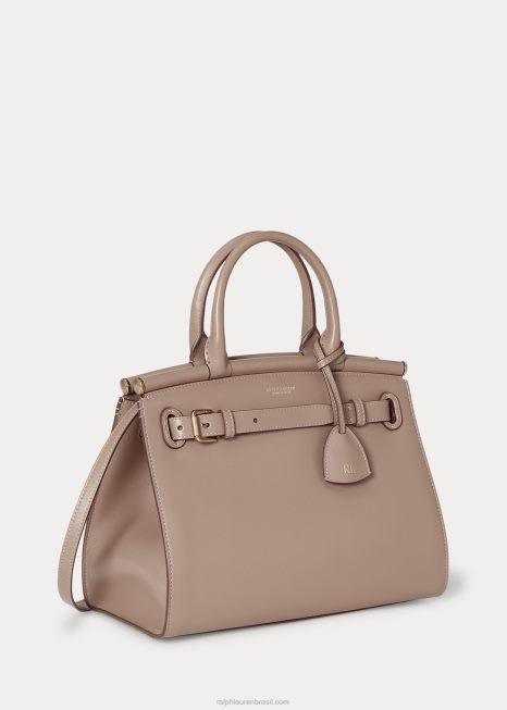 bolsa média de couro de bezerro rl50 BD6J5297 mulheres Ralph Lauren taupe