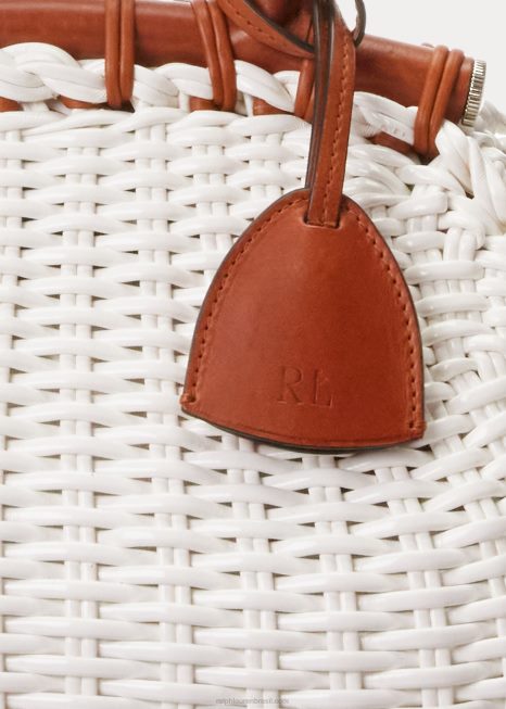 bolsa mini cesta patenteada BD6J5142 mulheres Ralph Lauren off white