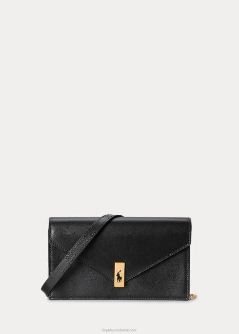 carteira e bolsa de corrente de couro polo id BD6J5176 mulheres Ralph Lauren preto