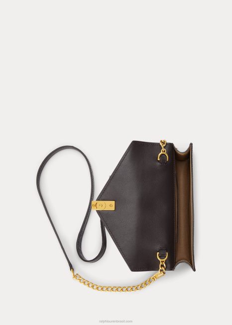 carteira e bolsa polo id com corrente e croc BD6J5173 mulheres Ralph Lauren chocolate