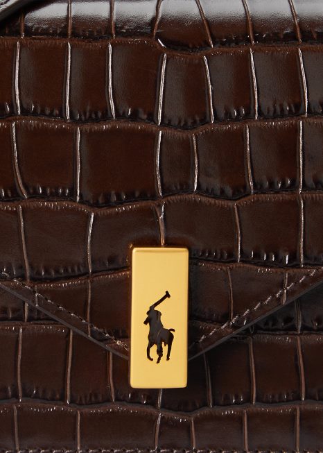 carteira e bolsa polo id com corrente e croc BD6J5173 mulheres Ralph Lauren chocolate