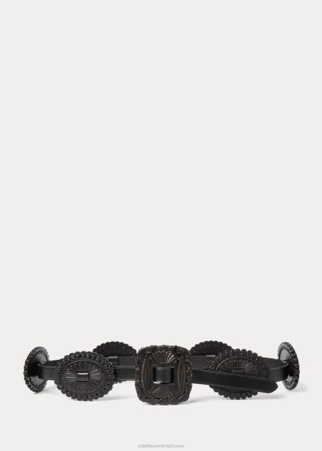 cinto de couro BD6J5566 mulheres Ralph Lauren preto