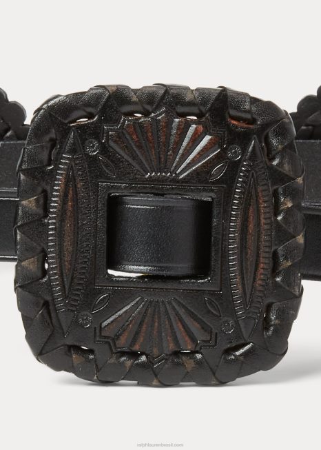 cinto de couro BD6J5566 mulheres Ralph Lauren preto