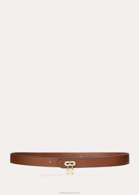cinto de couro cadeado BD6J4952 mulheres Ralph Lauren bronzeado