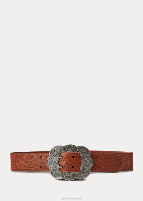 cinto de couro vachetta feito à mão BD6J5477 mulheres Ralph Lauren rl ouro