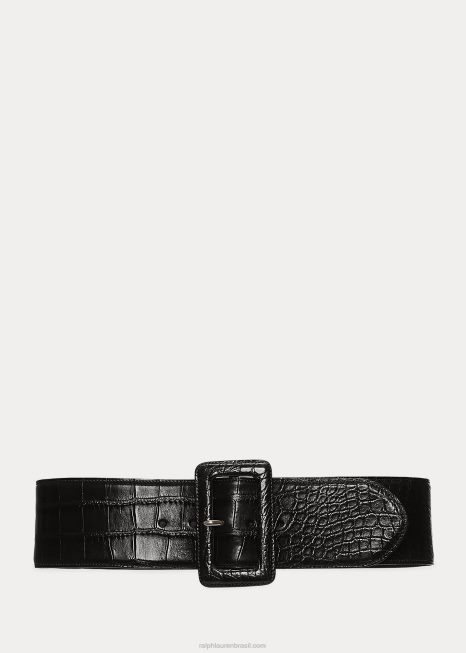 cinto de crocodilo com fivela BD6J5480 mulheres Ralph Lauren