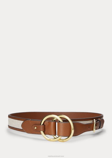 cinto dobrável em lona e couro BD6J4924 mulheres Ralph Lauren natural/bronzeado