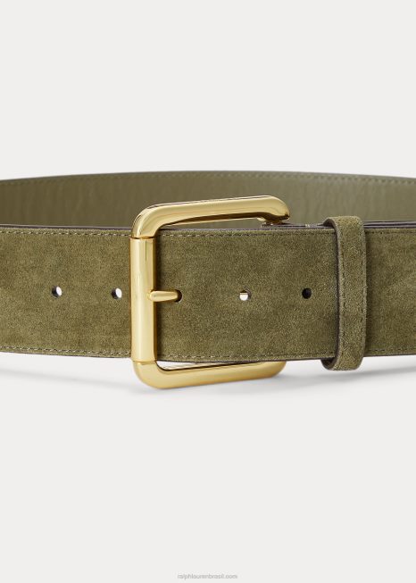 cinto largo de camurça BD6J4913 mulheres Ralph Lauren samambaia verde-oliva