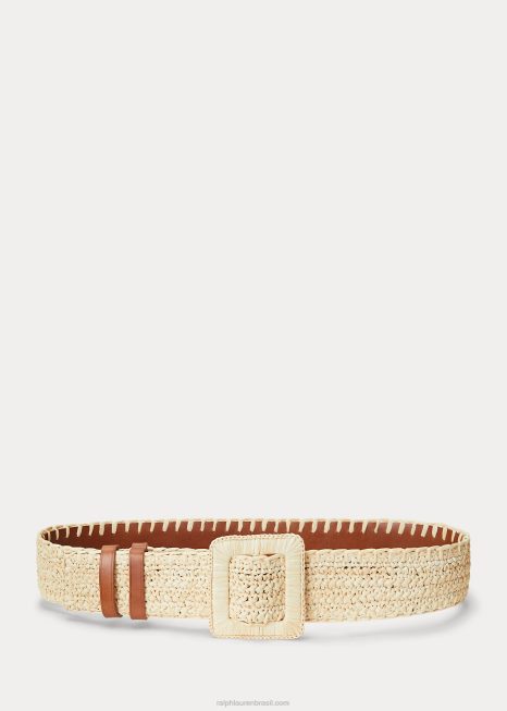 cinto reversível em couro de ráfia BD6J5509 mulheres Ralph Lauren natural/cuoio