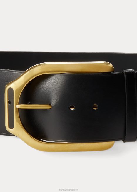 cinto welington de couro vachetta BD6J5482 mulheres Ralph Lauren latão preto/antigo