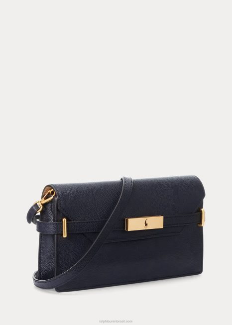 bolsa de couro polo id BD6J5179 mulheres Ralph Lauren marinha da meia-noite