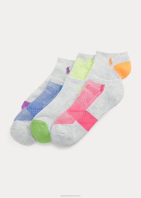 meia de tornozelo de malha com logotipo pacote com 6 BD6J5529 mulheres Ralph Lauren pacote de cores variadas