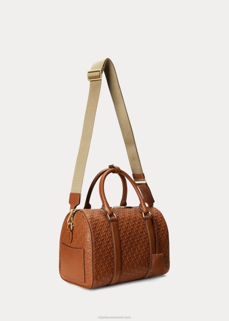 bolsa kaden média em couro gravado BD6J5416 mulheres Ralph Lauren bronzeado/claro