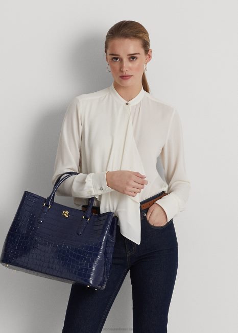 bolsa marcy grande em couro com relevo BD6J5357 mulheres Ralph Lauren