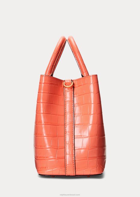 bolsa marcy média em couro com relevo BD6J5458 mulheres Ralph Lauren coral de bombordo