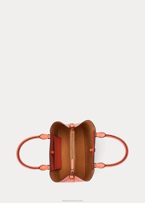 bolsa marcy média em couro com relevo BD6J5458 mulheres Ralph Lauren coral de bombordo