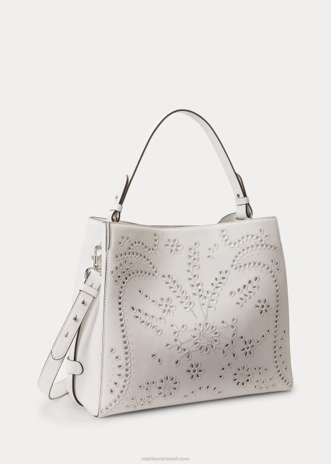 bolsa peyton média de couro com ilhoses BD6J5408 mulheres Ralph Lauren
