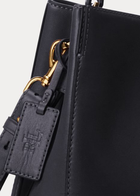 bolsa peyton média em couro BD6J5410 mulheres Ralph Lauren marinha refinada