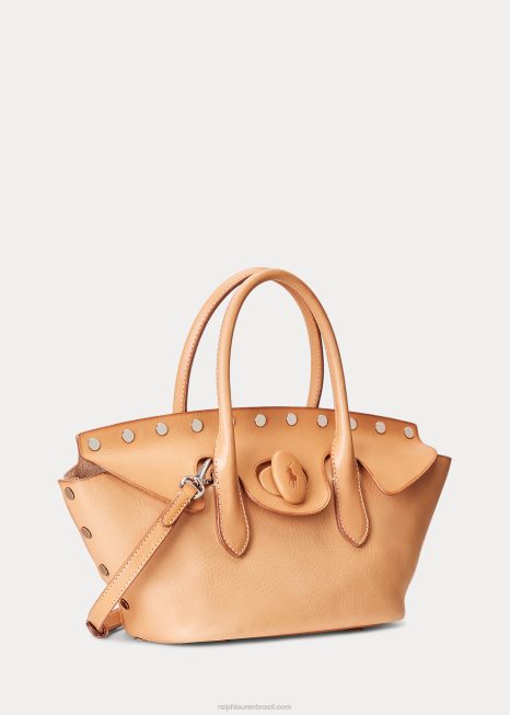 bolsa vachetta cravejada bellport média BD6J5228 mulheres Ralph Lauren natural