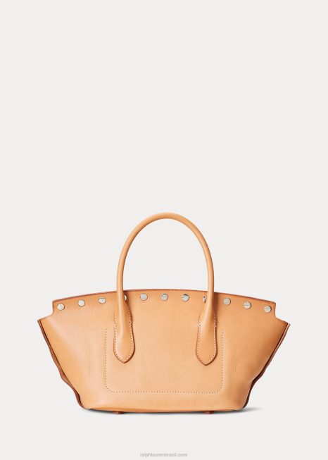bolsa vachetta cravejada bellport média BD6J5228 mulheres Ralph Lauren natural