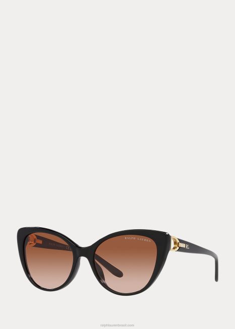 óculos estribo kelly BD6J5604 mulheres Ralph Lauren preto