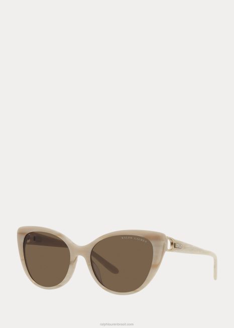 óculos estribo kelly BD6J5605 mulheres Ralph Lauren chifre creme