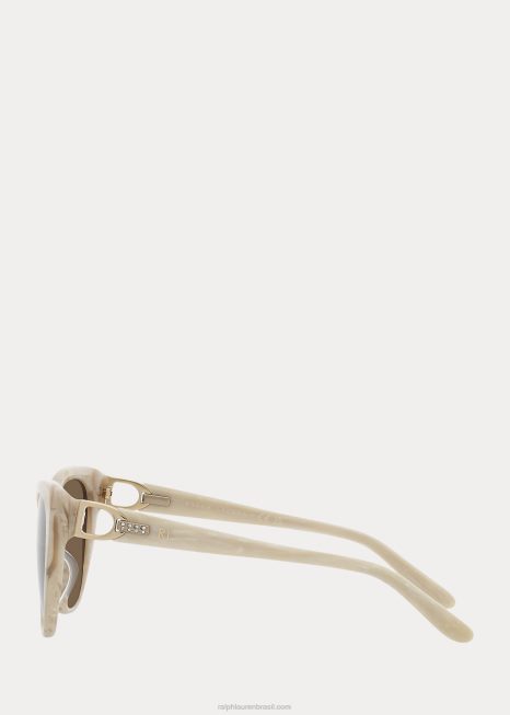 óculos estribo kelly BD6J5605 mulheres Ralph Lauren chifre creme