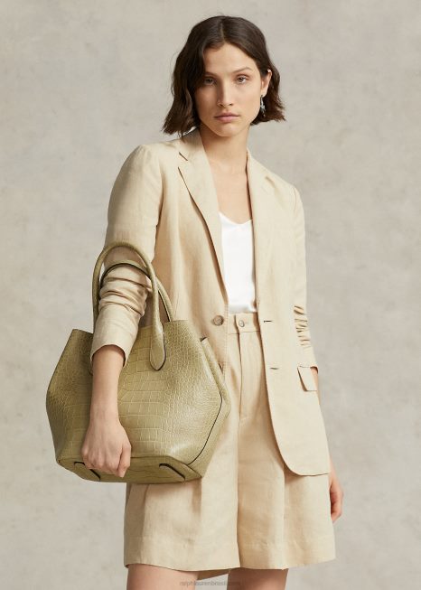bolsa bellport média com relevo de crocodilo BD6J5213 mulheres Ralph Lauren areia
