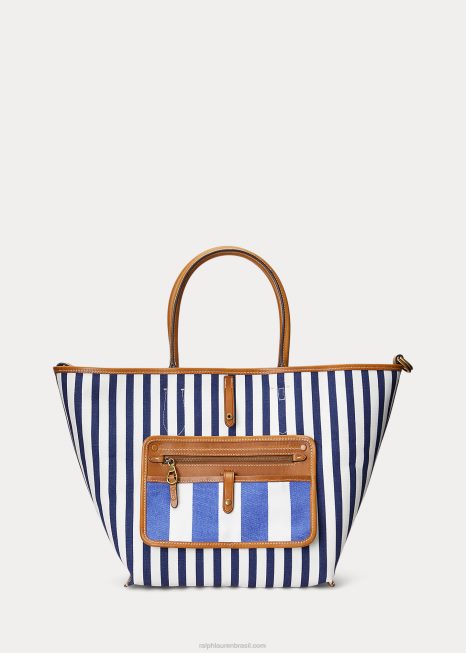 bolsa bellport média de lona reversível BD6J5194 mulheres Ralph Lauren marinha real/marinha de newport